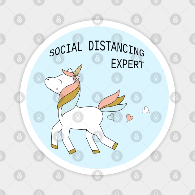 Unicorn - social distancing, black text Magnet by grafart